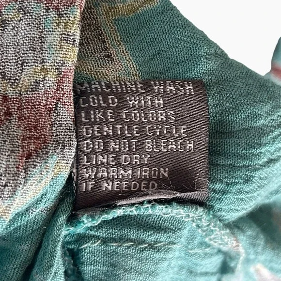 J. Glee Turquoise Floral Dress 3X Flower Dolman Sleeve V-Neck Button Up Crepe - Picture 6 of 10